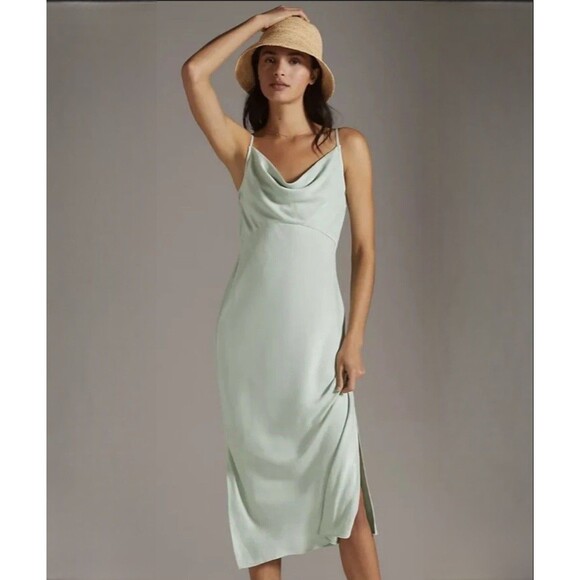 Anthropologie Dresses & Skirts - NWT Anthropologie Elyse Slip Dress Maxi Cowl Neck Sleeveless Mint Green Sz XS